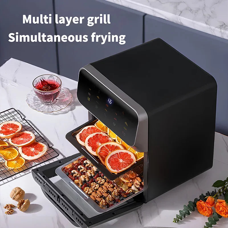 12L Electric Air Fryer Large Capacity Convection Oven Deep Fryer Without Oil Kitchen 360 Baking Viewable Window Home Appliance