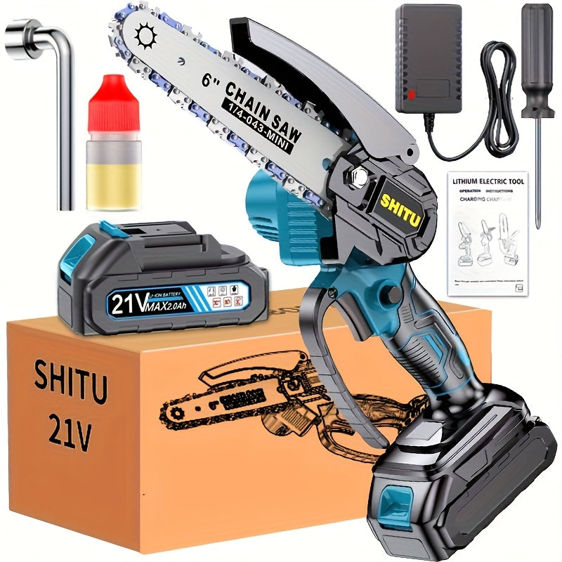 Mini Cordless Chainsaw Lightweight Portable Rechargeable Battery Safe Trimming for Tree Branches Courtyard Household Garden Gifts for Men