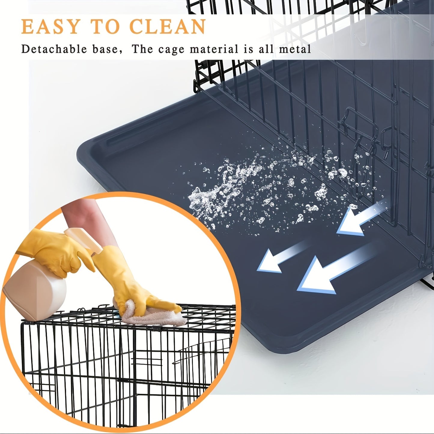 Double Door Metal Crate for Medium to Large Dogs