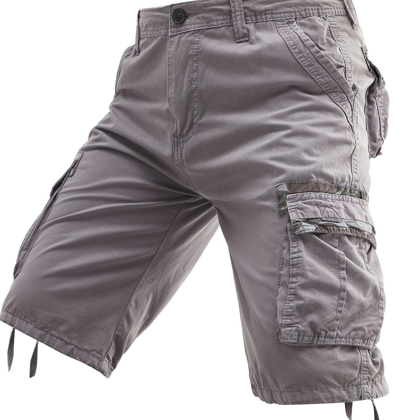 Men's Summer Cotton Cargo Shorts - Black Multi-Pocket Design