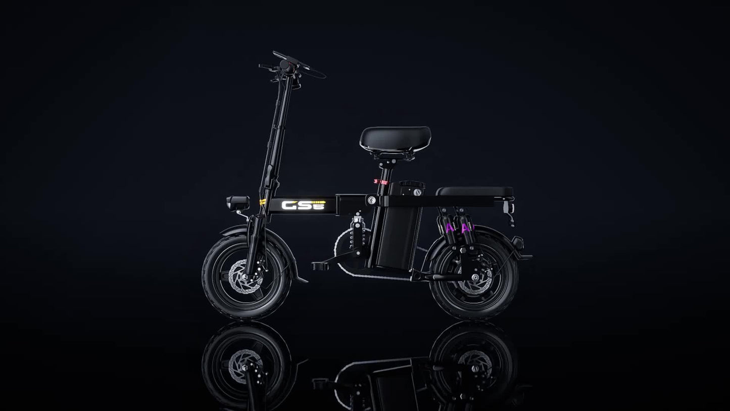 UPlee 740W Electric Bike For Adults 20MPH Full Shock Absorption Comfortable Riding 48V15Ah Max 32Miles Folding Ebike 14 Inch Tubeless Off Road Tire City Commuter Battery Optional