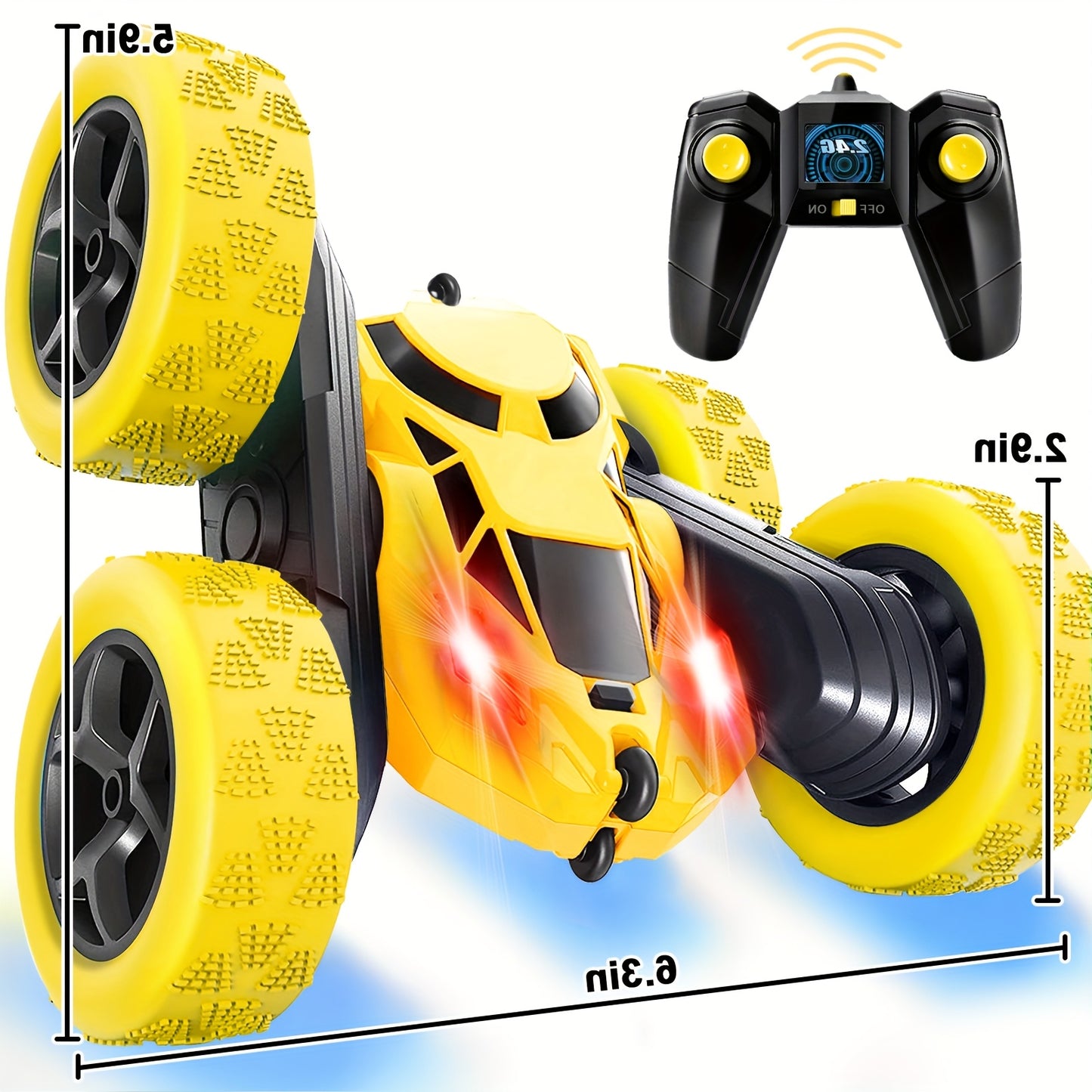 360° Rotating RC Stunt Car with Headlights for Kids