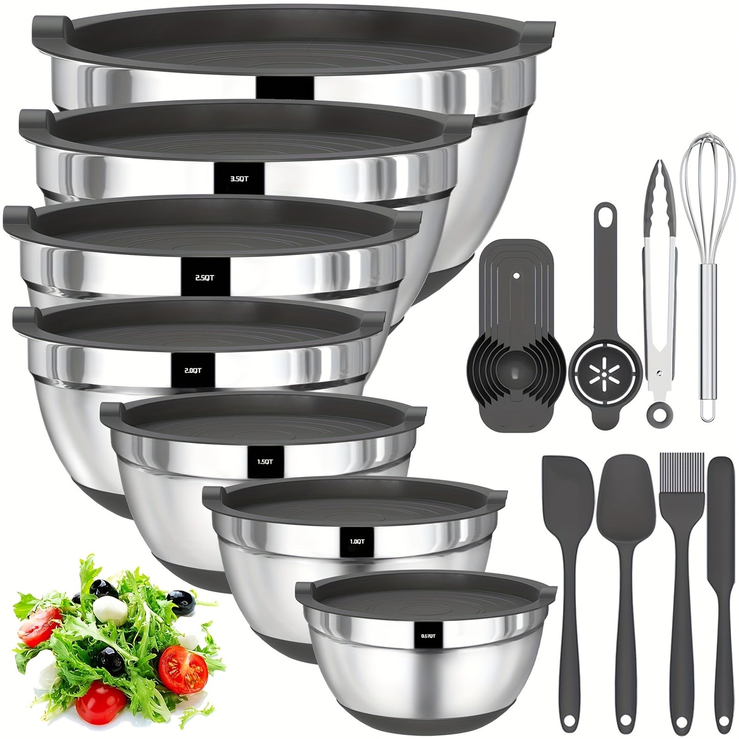 Stainless Steel Mixing Bowls 20pcs With Airtight Lids