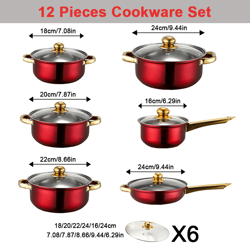 12pcs Stainless Steel Cookware Set, Stylish And Durable Cookware
