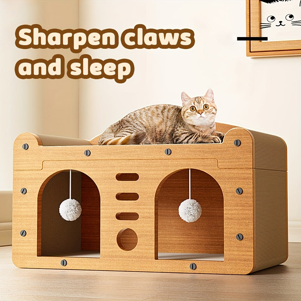 Spacious Wooden Cat Condo Multi-Feature Indoor Outdoor House