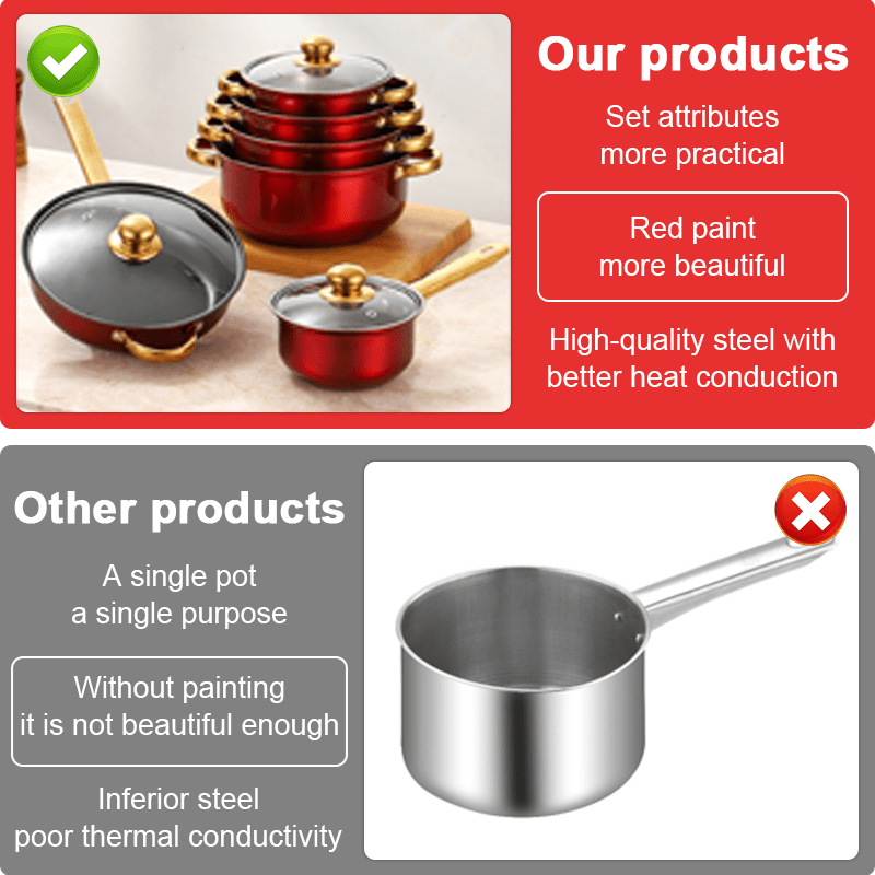 12pcs Stainless Steel Cookware Set, Stylish And Durable Cookware