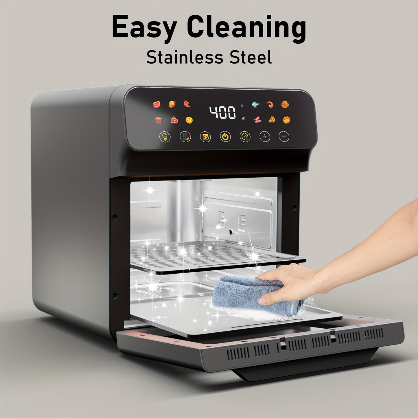 12QT Air Fryer Convection Oven with 10-in-1 Features Grey