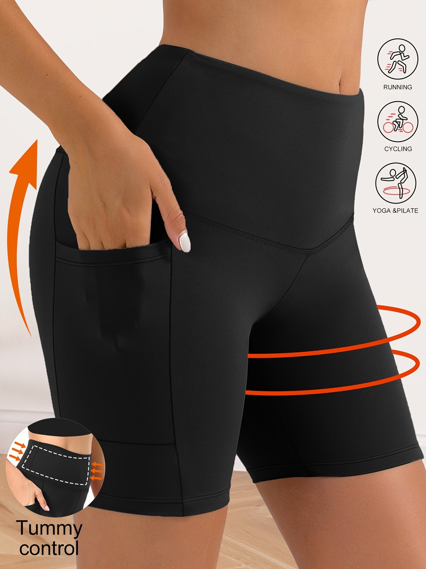 4pcs Women's Plus Size High-Waisted Yoga Shorts - Stretchy, Butt-Lifting, Quick-Dry with Pockets for Running and Cycling
