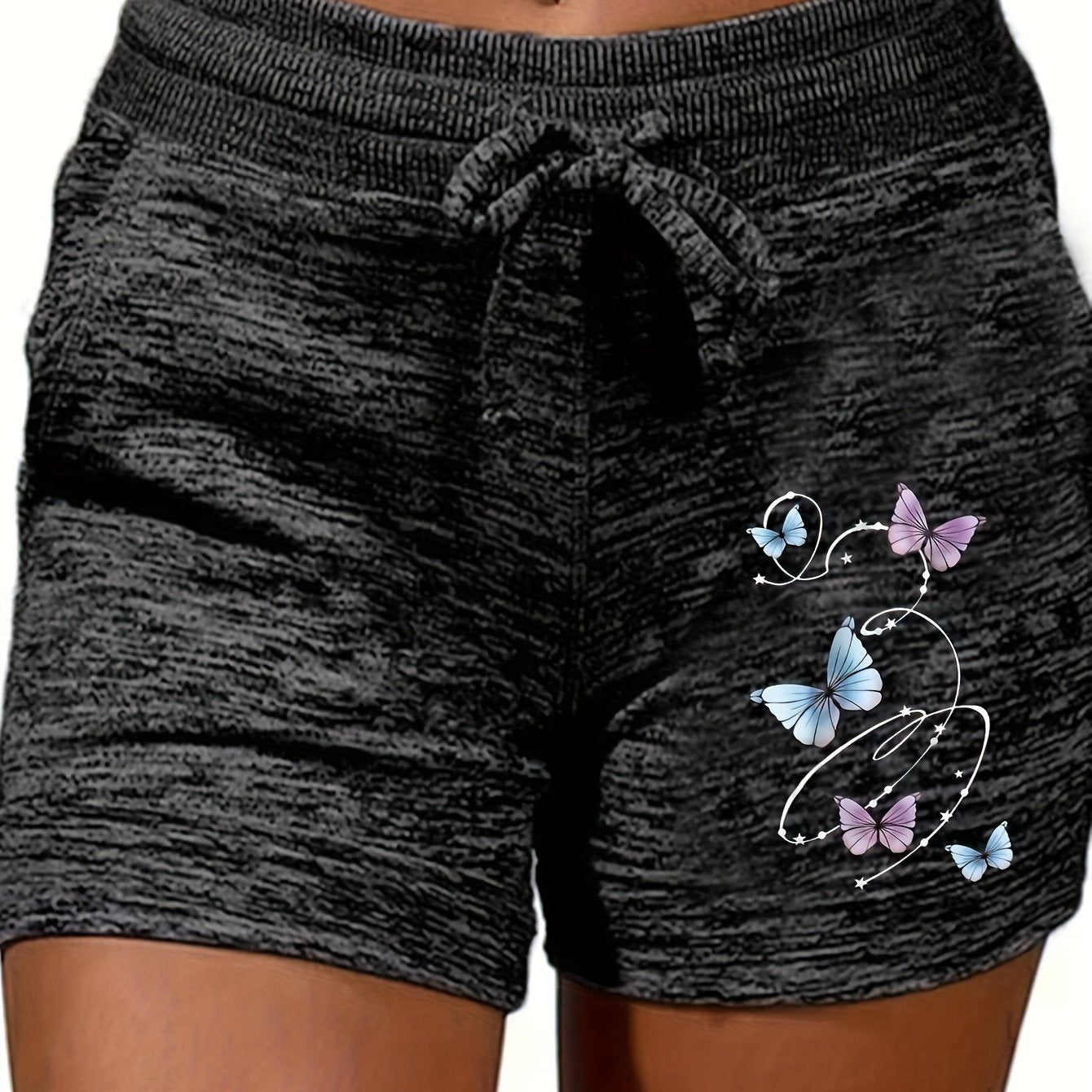 Women's Lightweight Drawstring Shorts Casual Butterfly Print