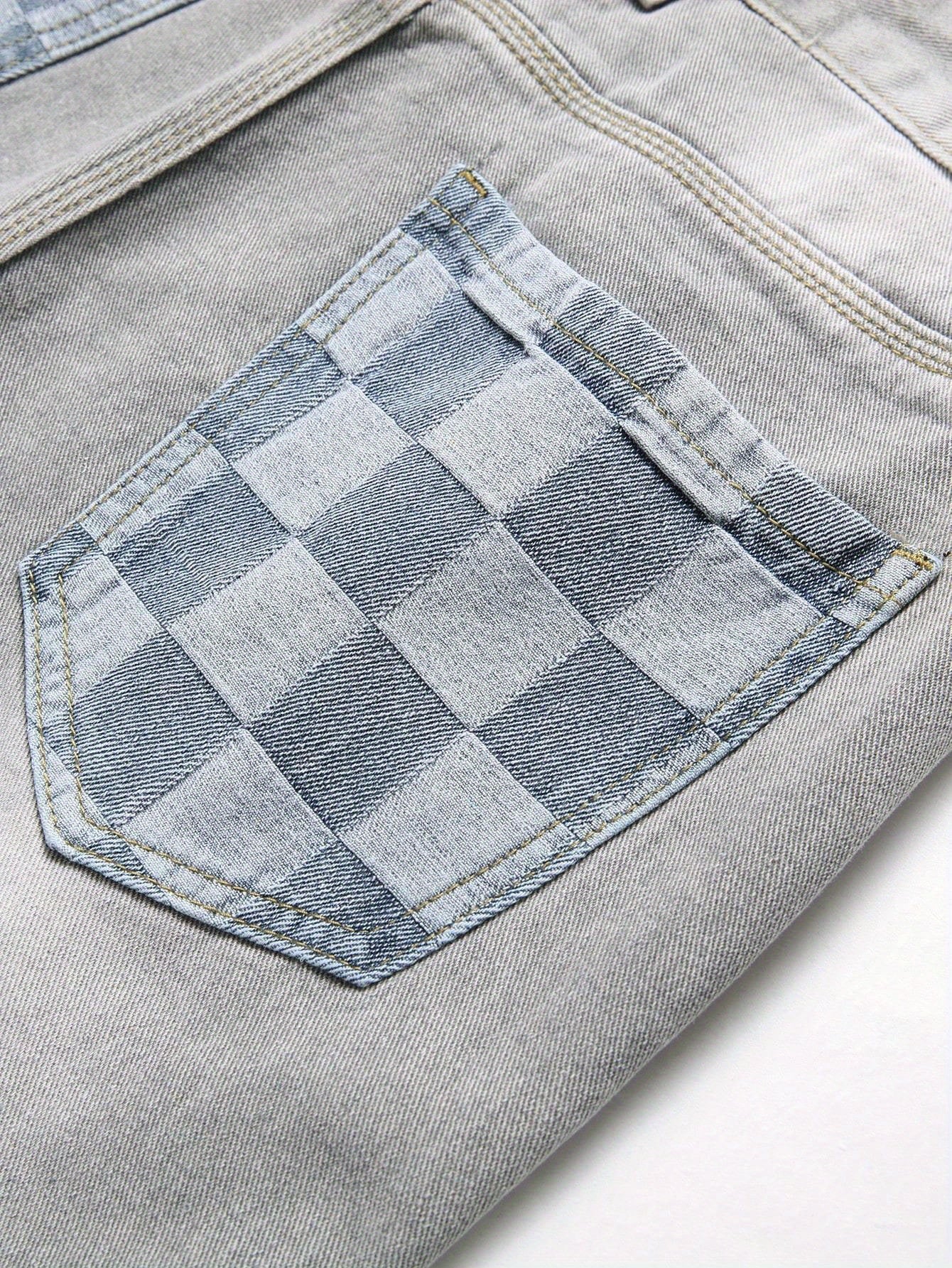 Men's Summer Casual Ripped Denim Shorts with Bear Motif and Patchwork Design Loose Fit Mid-Length Lightweight Denim Shorts with Multiple Pockets
