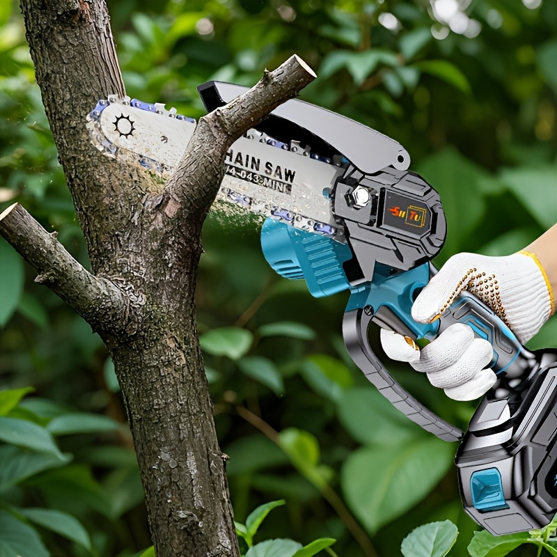 Mini Cordless Chainsaw Lightweight Portable Rechargeable Battery Safe Trimming for Tree Branches Courtyard Household Garden Gifts for Men