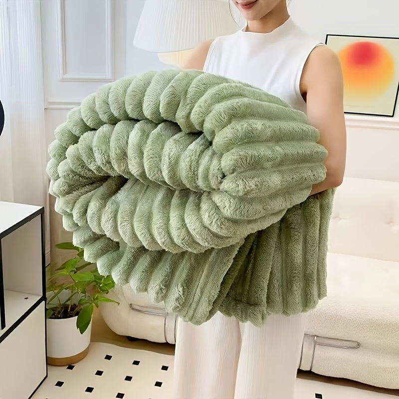 Luxurious Faux Rabbit Fur Throw Blanket - Soft, Warm, Cozy