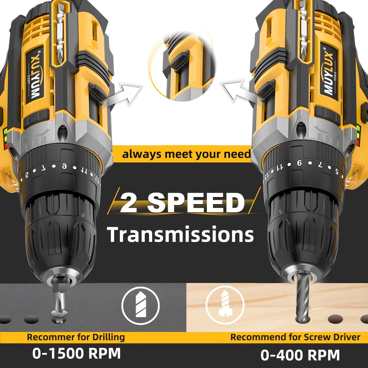 20V Cordless Drill Set With 3/8 Inch Keyless Chuck
