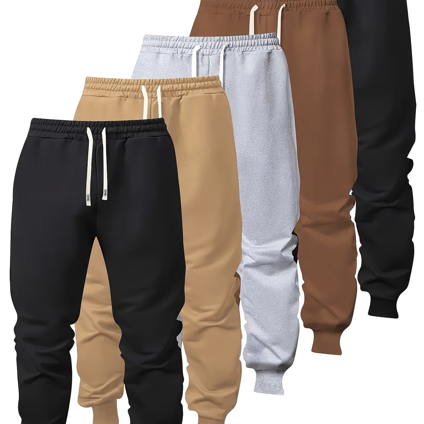 5pcs Boys' Stylish Cotton Blend Joggers with Pockets