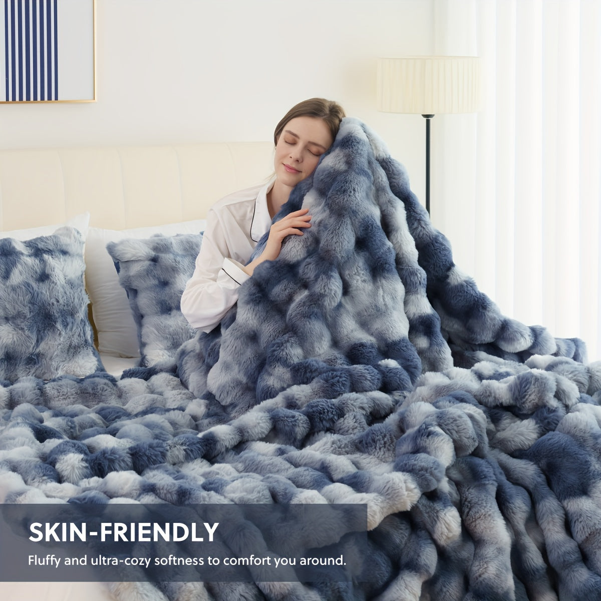 Cozy Faux Rabbit Soft, Warm Fleece Blanket for All Seasons
