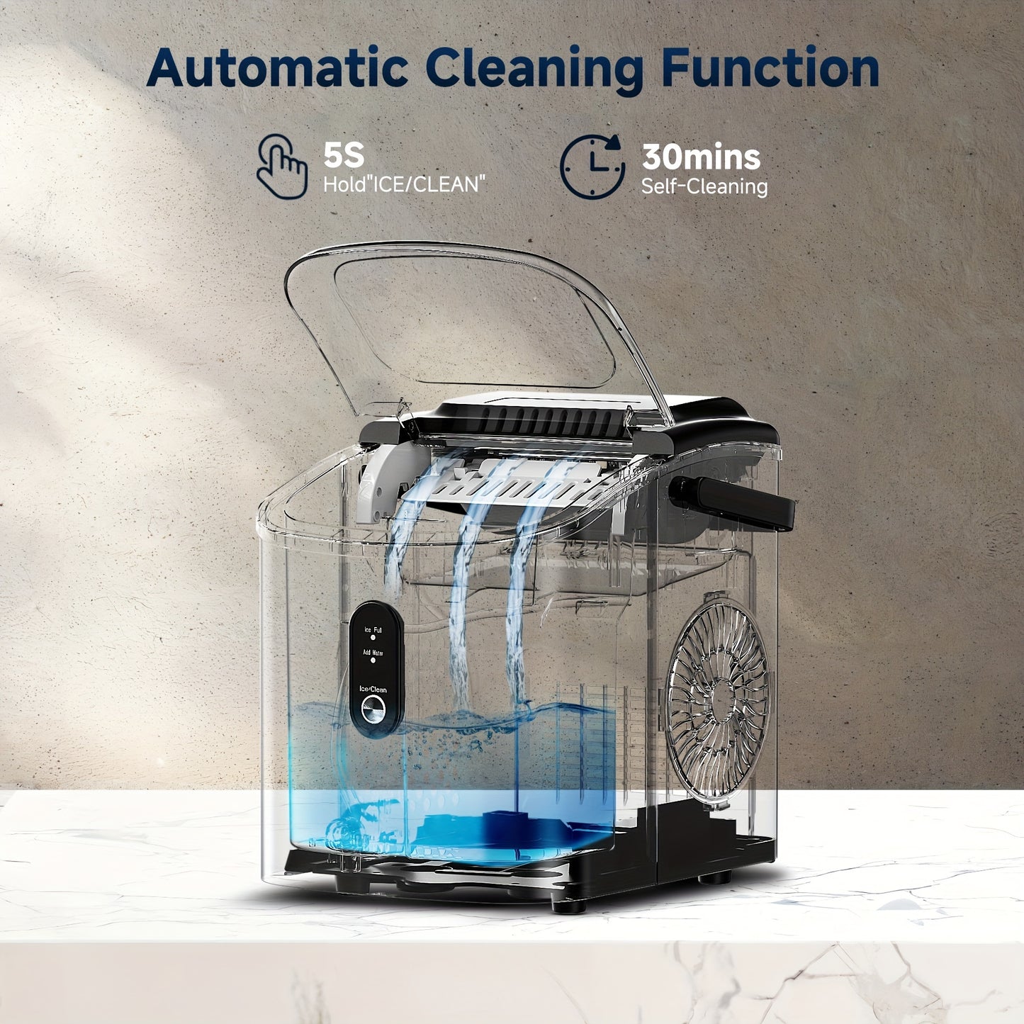 Portable Ice Maker Nugget Ice Maker 26-34Lbs/Day Auto-Cleaning