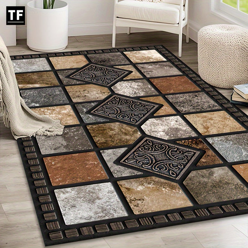 Area Mat with Anti Slip Plastic Bottom Luxury Velvet Mat for Living Room Bedroom Entrance Soft Comfortable Indoor Outdoor