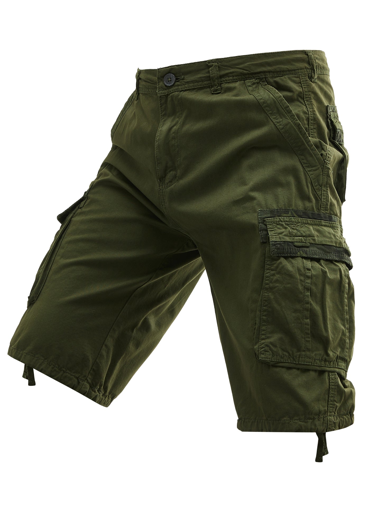 Men's Summer Cotton Cargo Shorts - Black Multi-Pocket Design