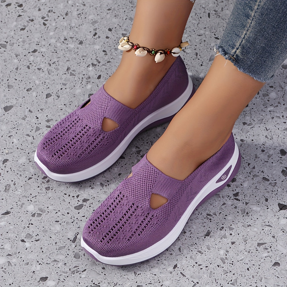 New Style Women's Breathable Knitted Lace-Up Shoes 2024