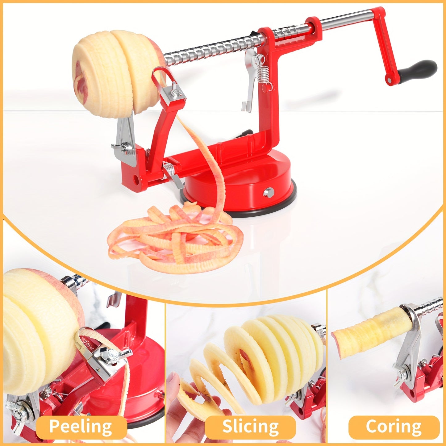 Fruit Peeler Slicer Corer 3 In 1 Heavy Duty Apple Peeler Mahogany