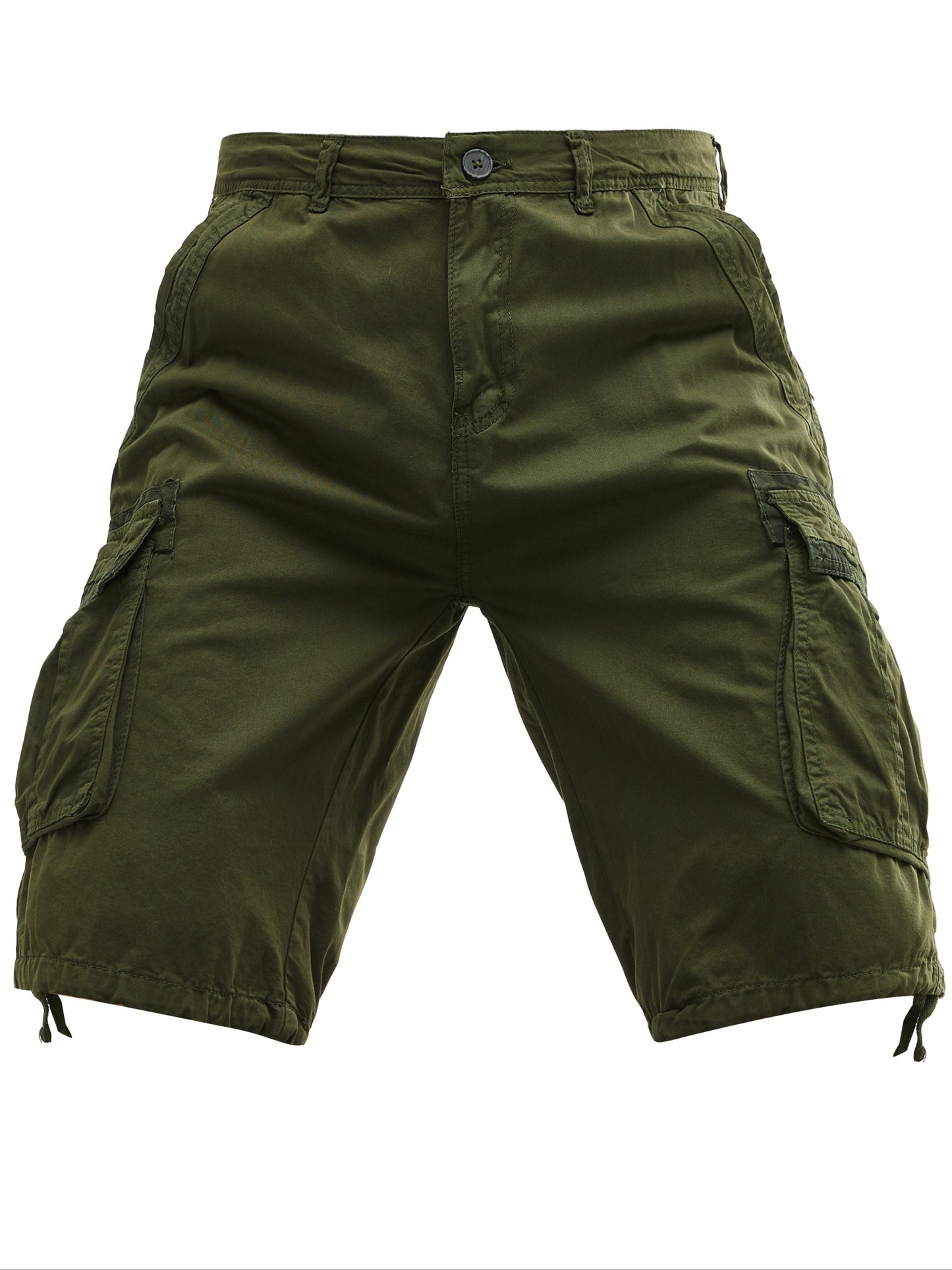 Men's Summer Cotton Cargo Shorts - Black Multi-Pocket Design