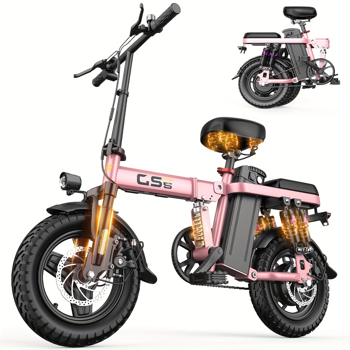 740W Foldable Ebike for Adults 20MPH Max Speed 14 Inch Tire