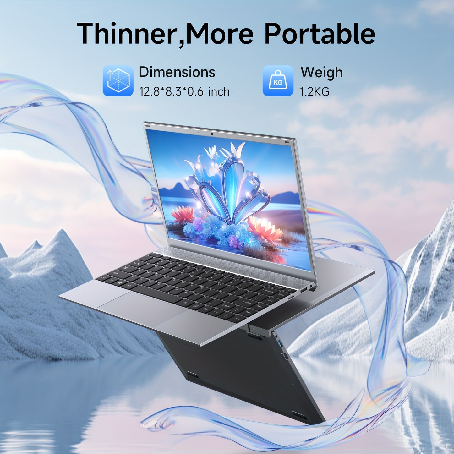 15.6-inch/14-inch Ultra-thin Business Office Laptop PC Convenient and Lightweight InchIntel Pentium J3710 Up to 2.64GHz 8GB RAM 256GB ROM