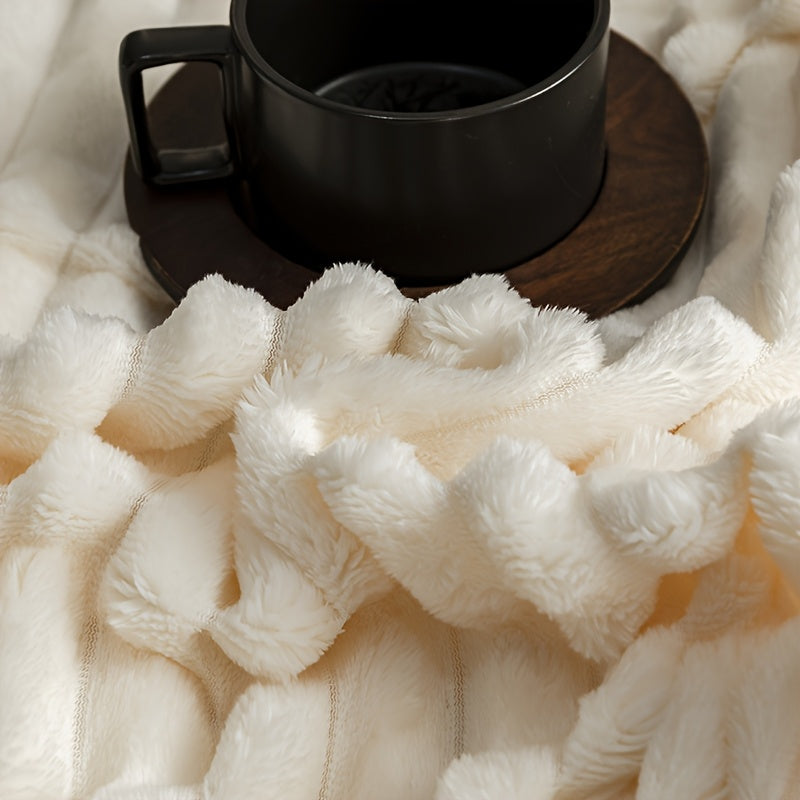 Cozy Soft Luxurious Red Faux Rabbit Fur Flannel Blanket