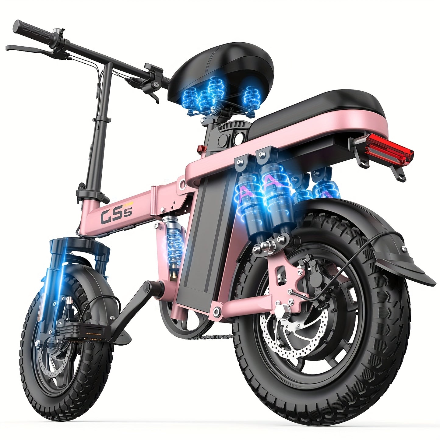 UPlee 740W Electric Bike For Adults 20MPH Full Shock Absorption Comfortable Riding 48V15Ah Max 32Miles Folding Ebike 14 Inch Tubeless Off Road Tire City Commuter Battery Optional