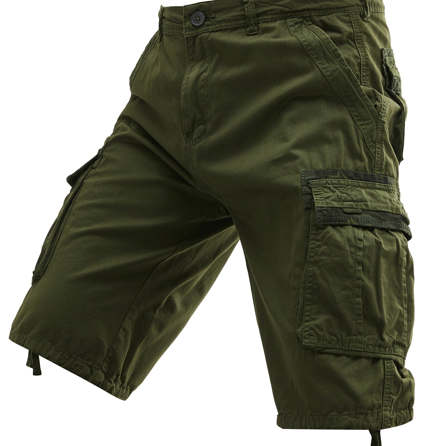 Men's Summer Cotton Cargo Shorts - Black Multi-Pocket Design
