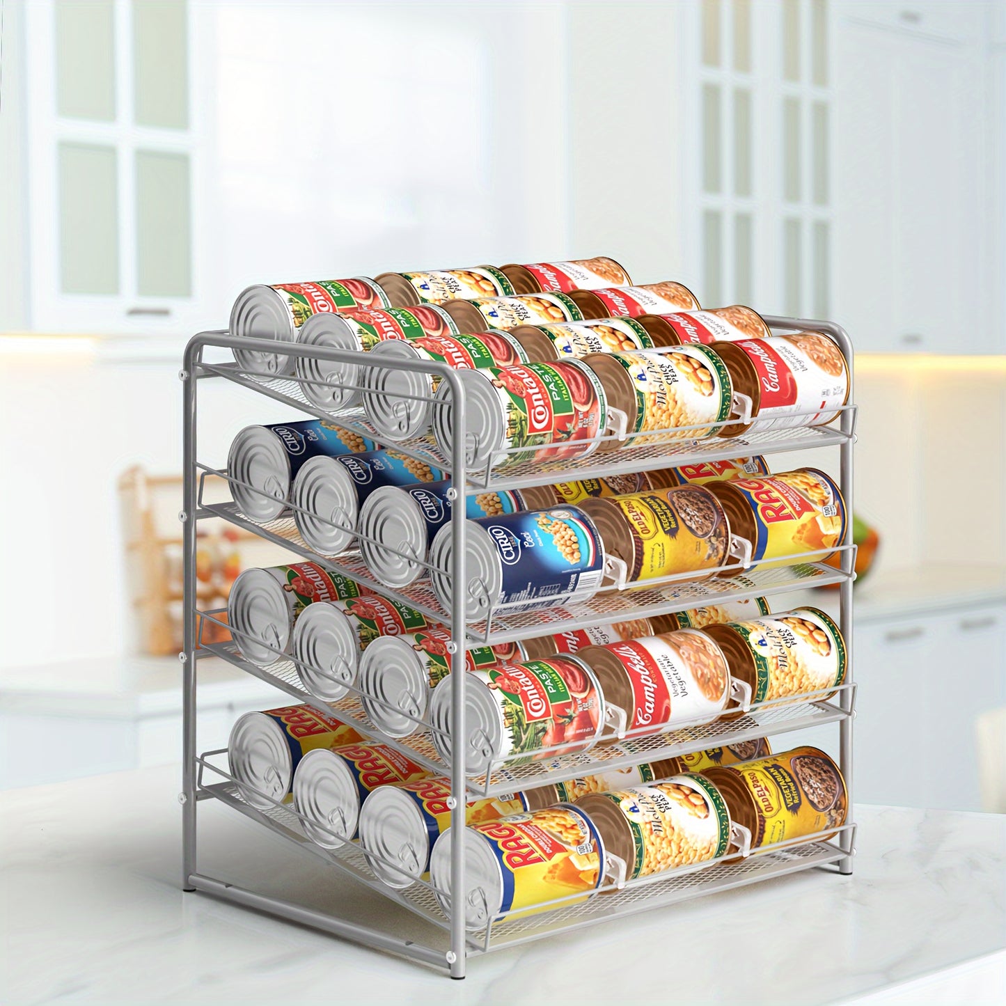 Large Capacity Metal Wire Can Holder With Adjustable Dividers
