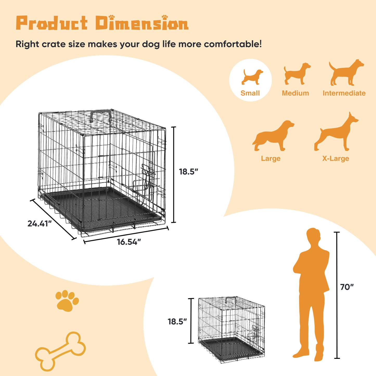 Double Door Dog Crate with Divider Panel for Travel Use