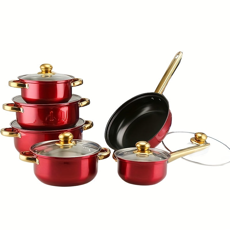 12pcs Stainless Steel Cookware Set, Stylish And Durable Cookware
