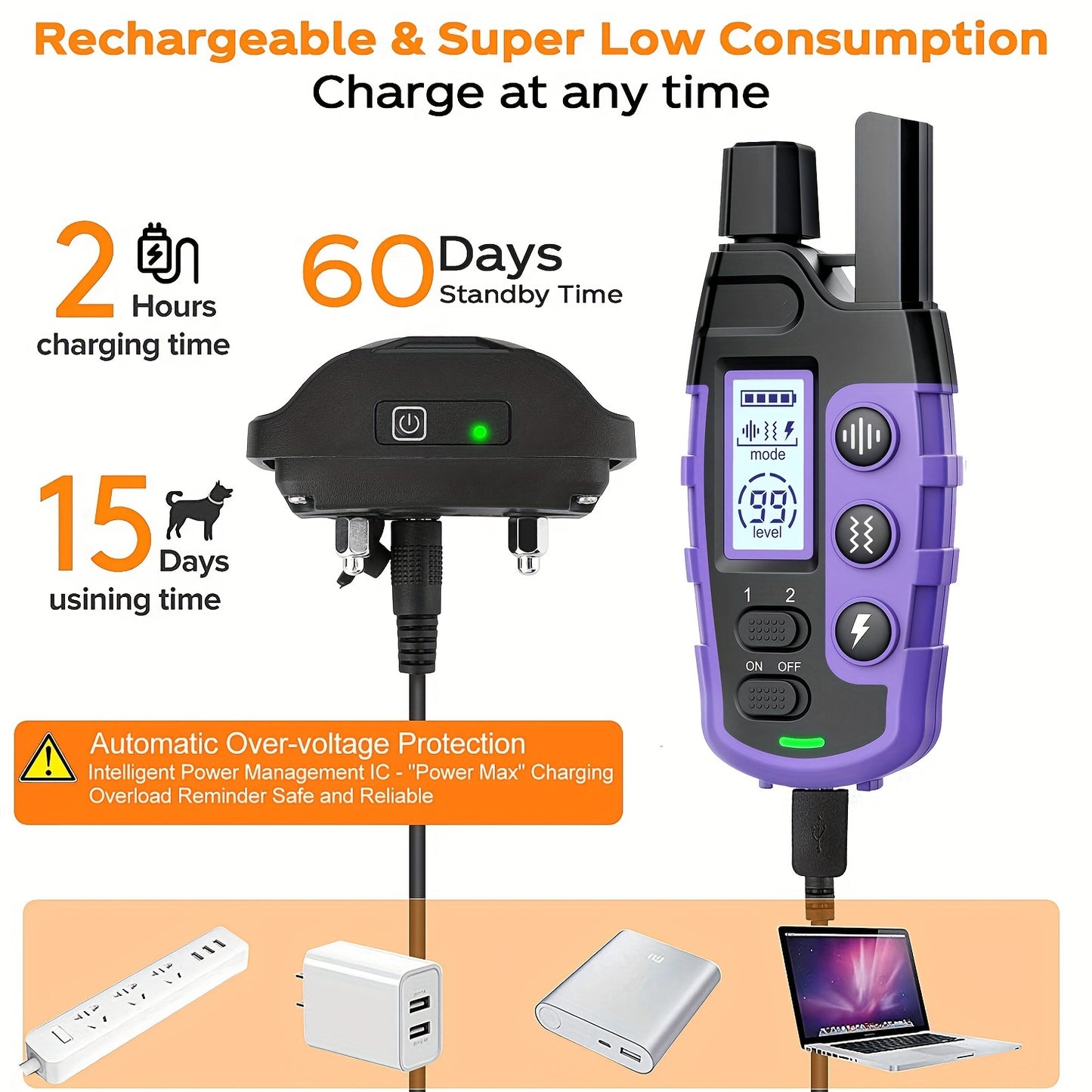 3300 Feet Dog Training Collars With Remote Adjustable Nylon Strap Electric Shock Vibration And Sound Modes Rechargeable 360 Feet Range Waterproof For Small To Large Dogs 5 To 150 Pounds