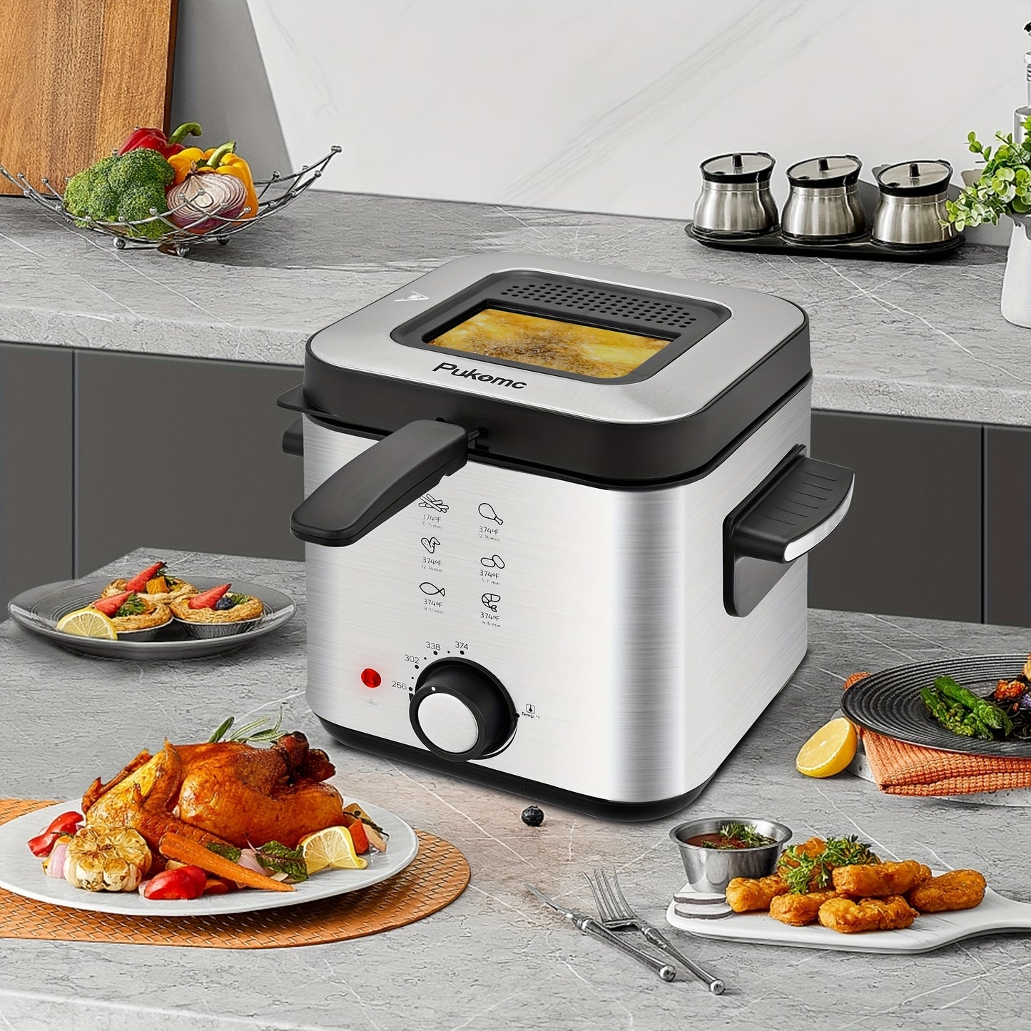 SUSTEAS Deep Fryer 1500W Electric Stainless Steel Design