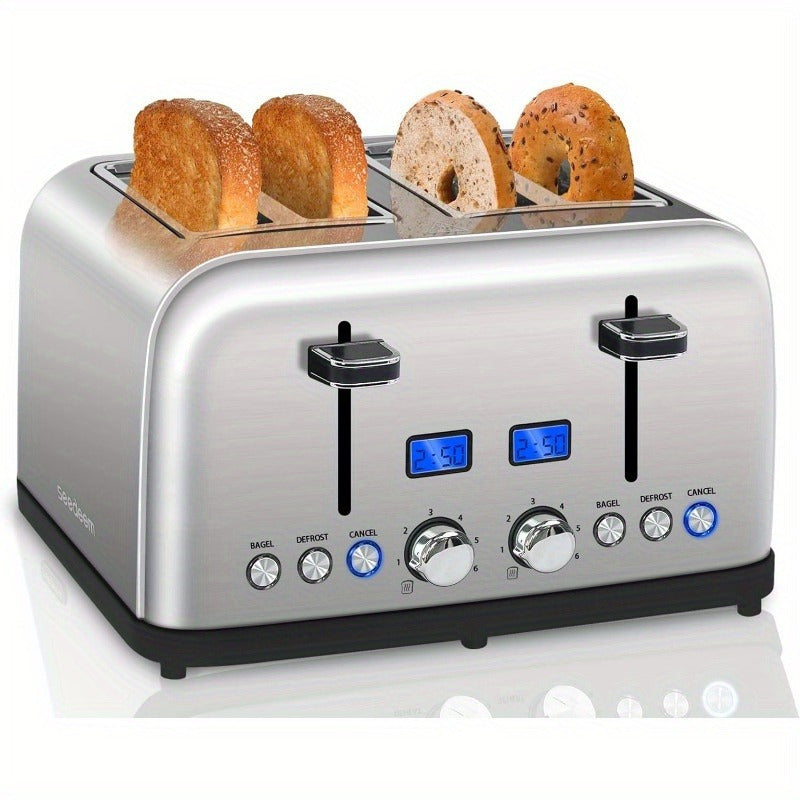 Stainless Toaster 2 or 4 Slice with LCD Display and 6 Shade Settings