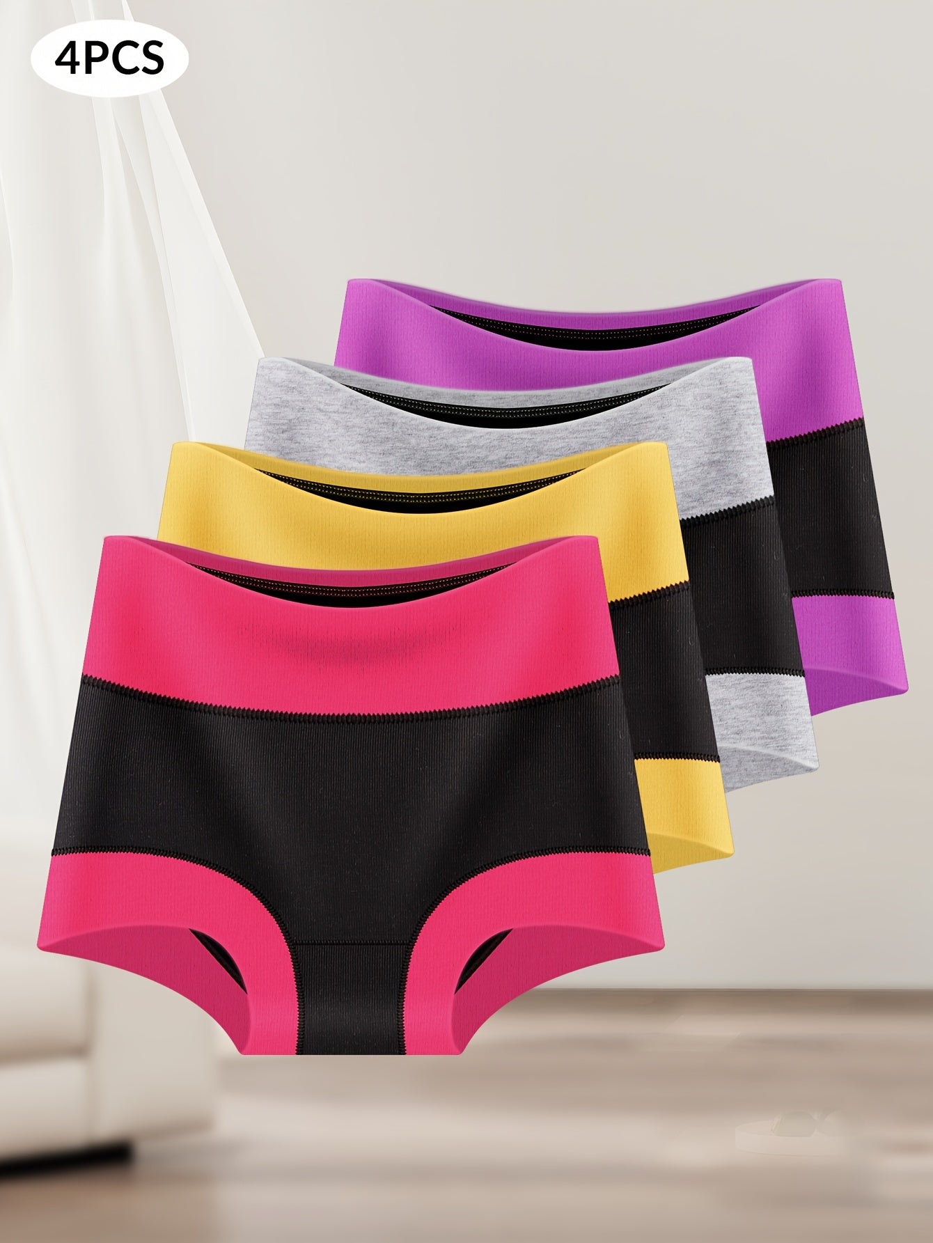 8pcs Soft Stretch Boxer Briefs for Women's Tummy Control