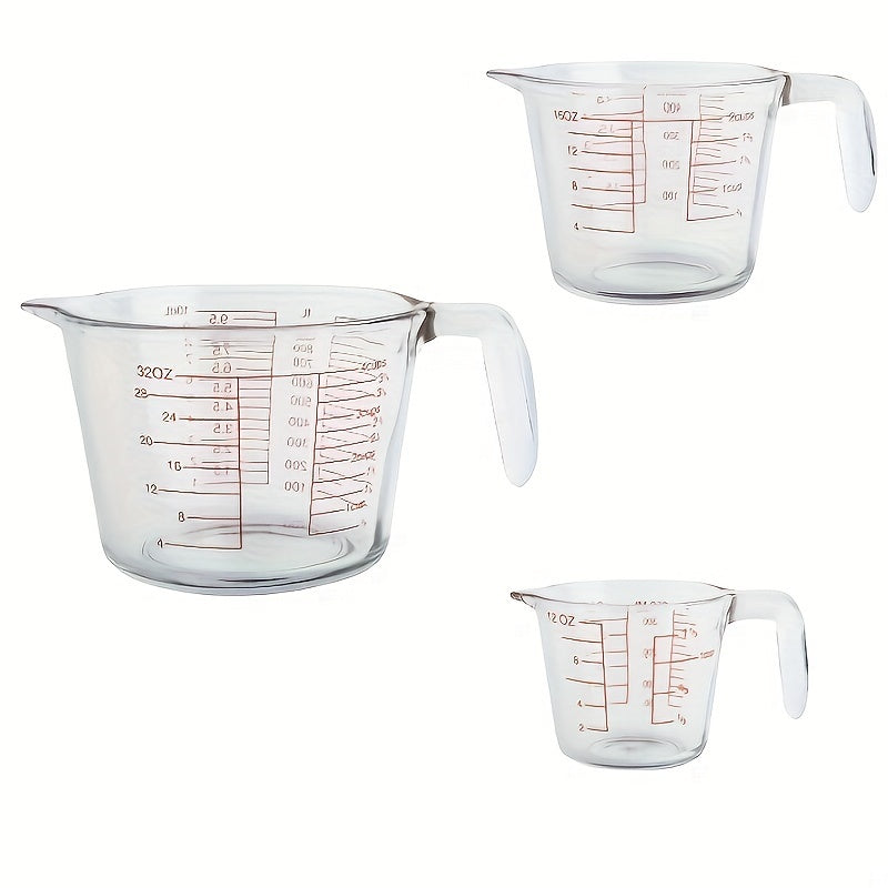 Tempered Glass Measuring Cup 1/3pcs Set with Handle