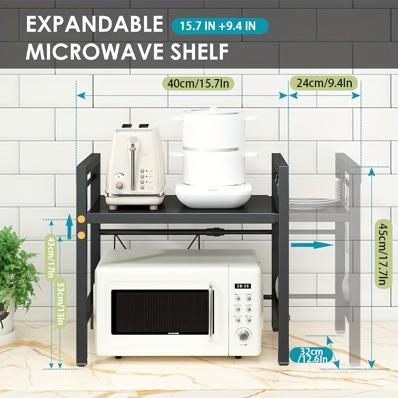 Extendable Microwave Oven Rack Adjustable Kitchen Shelf