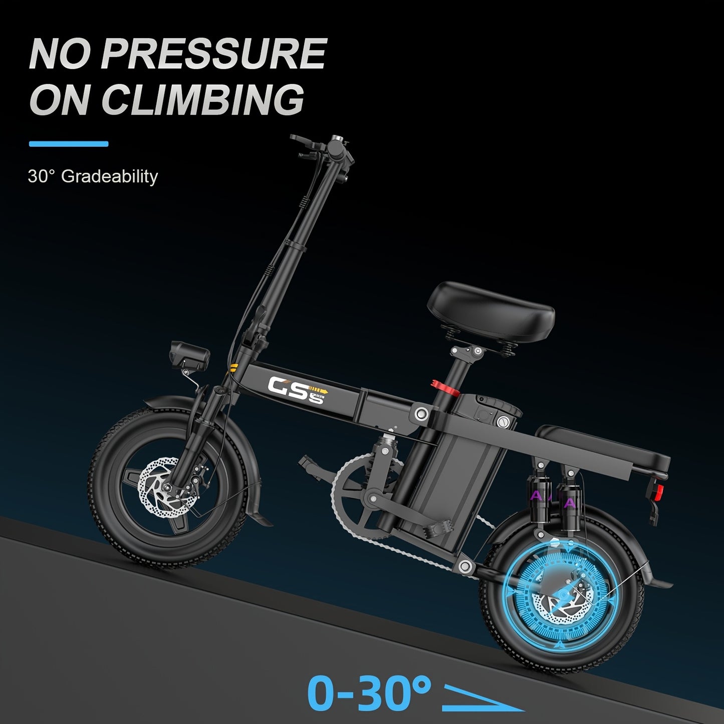 UPlee 740W Electric Bike For Adults 20MPH Full Shock Absorption Comfortable Riding 48V15Ah Max 32Miles Folding Ebike 14 Inch Tubeless Off Road Tire City Commuter Battery Optional