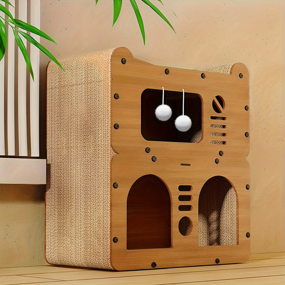 Spacious Wooden Cat Condo Multi-Feature Indoor Outdoor House