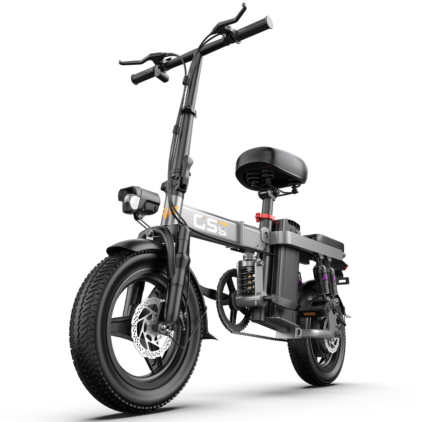 UPlee 740W Electric Bike For Adults 20MPH Full Shock Absorption Comfortable Riding 48V15Ah Max 32Miles Folding Ebike 14 Inch Tubeless Off Road Tire City Commuter Battery Optional