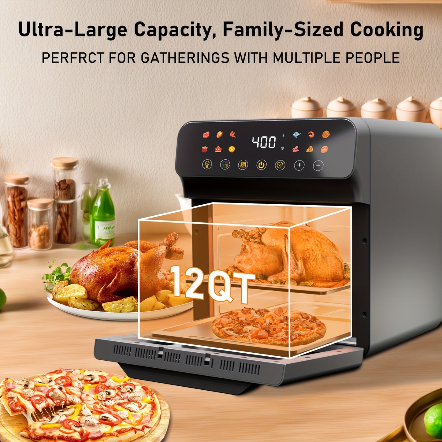 Bluebow 12QT Extra Large Convection Oven Air Fryer Combo