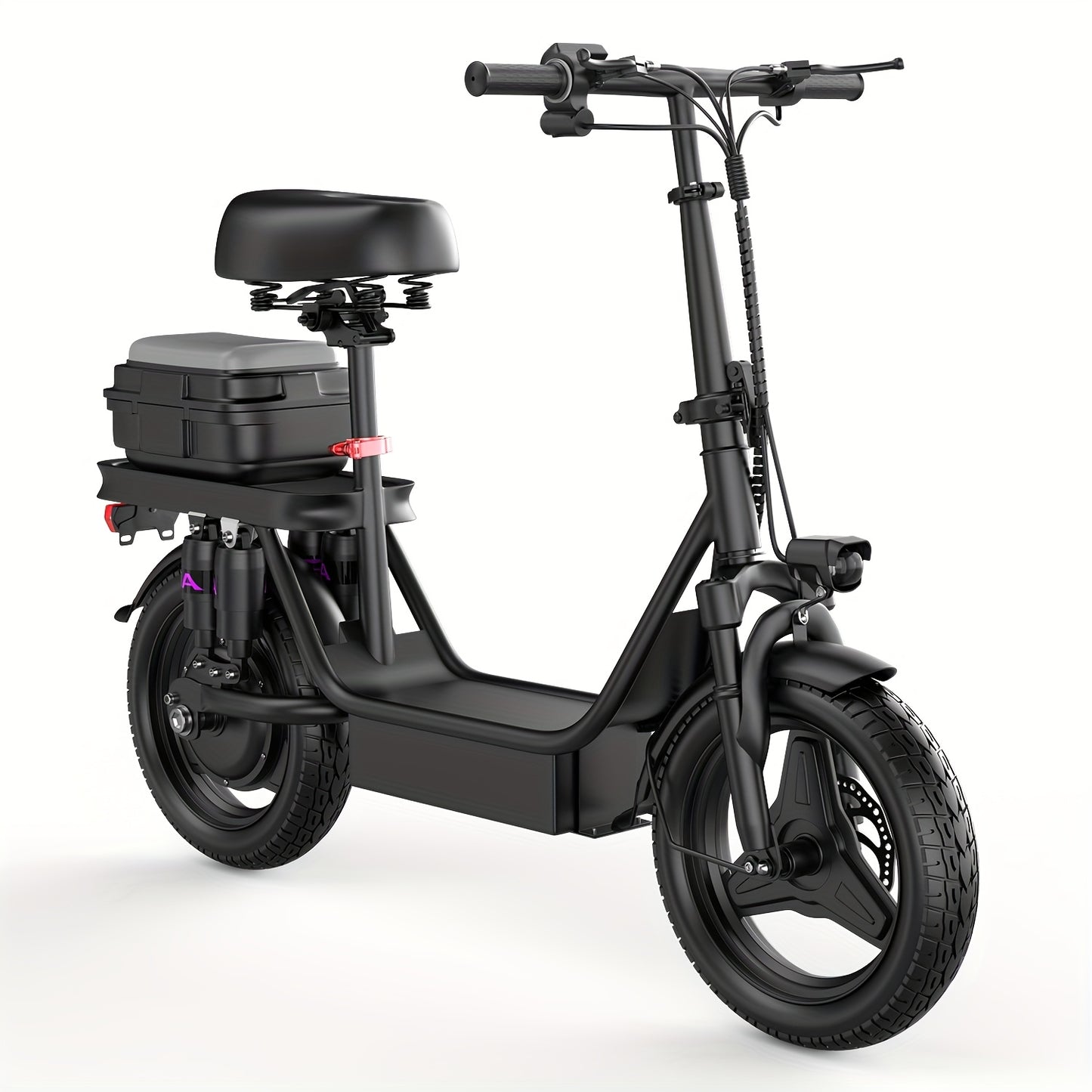 UPlee 740W Electric Bike For Adults 20MPH Full Shock Absorption Comfortable Riding 48V15Ah Max 32Miles Folding Ebike 14 Inch Tubeless Off Road Tire City Commuter Battery Optional