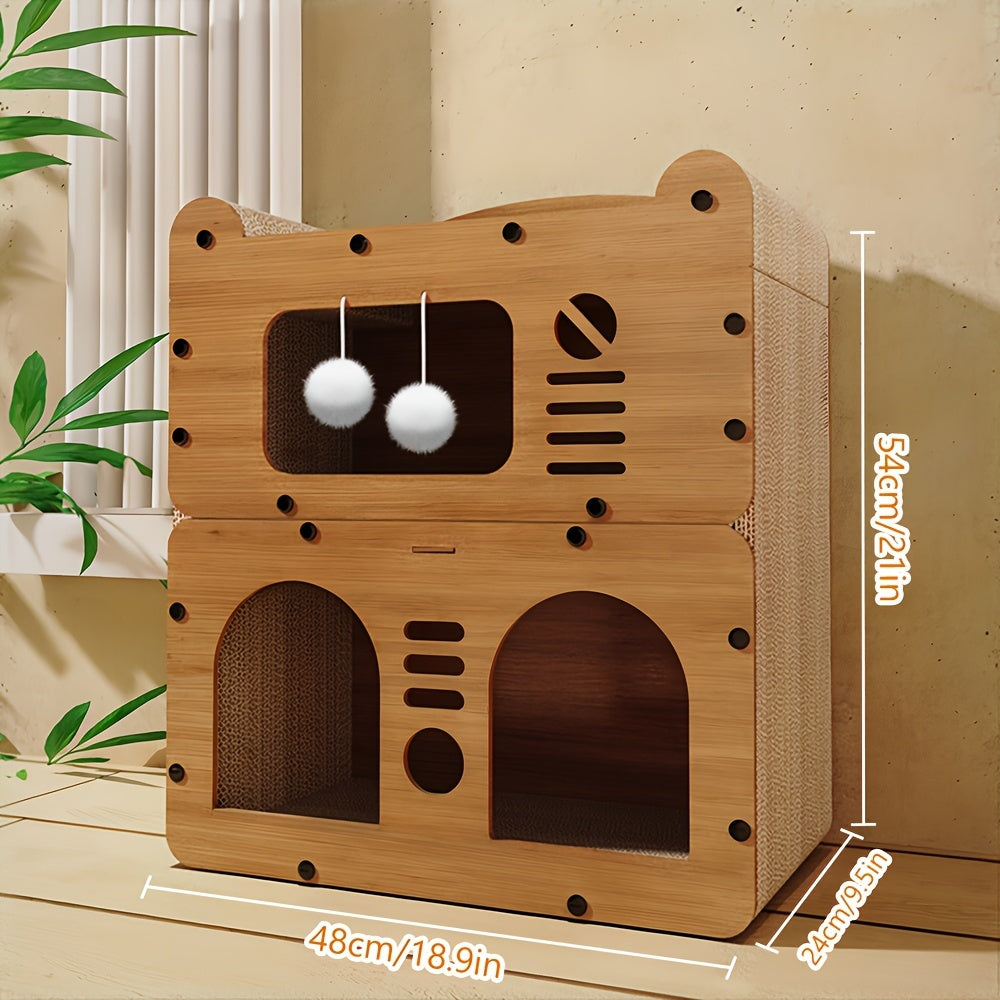 Spacious Wooden Cat Condo Multi-Feature Indoor Outdoor House