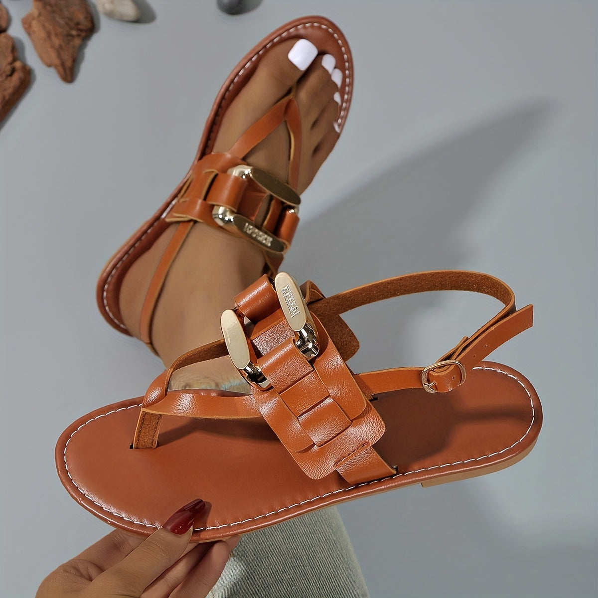 Women's Retro Adjustable Strap Flat Sandals for Wide Feet