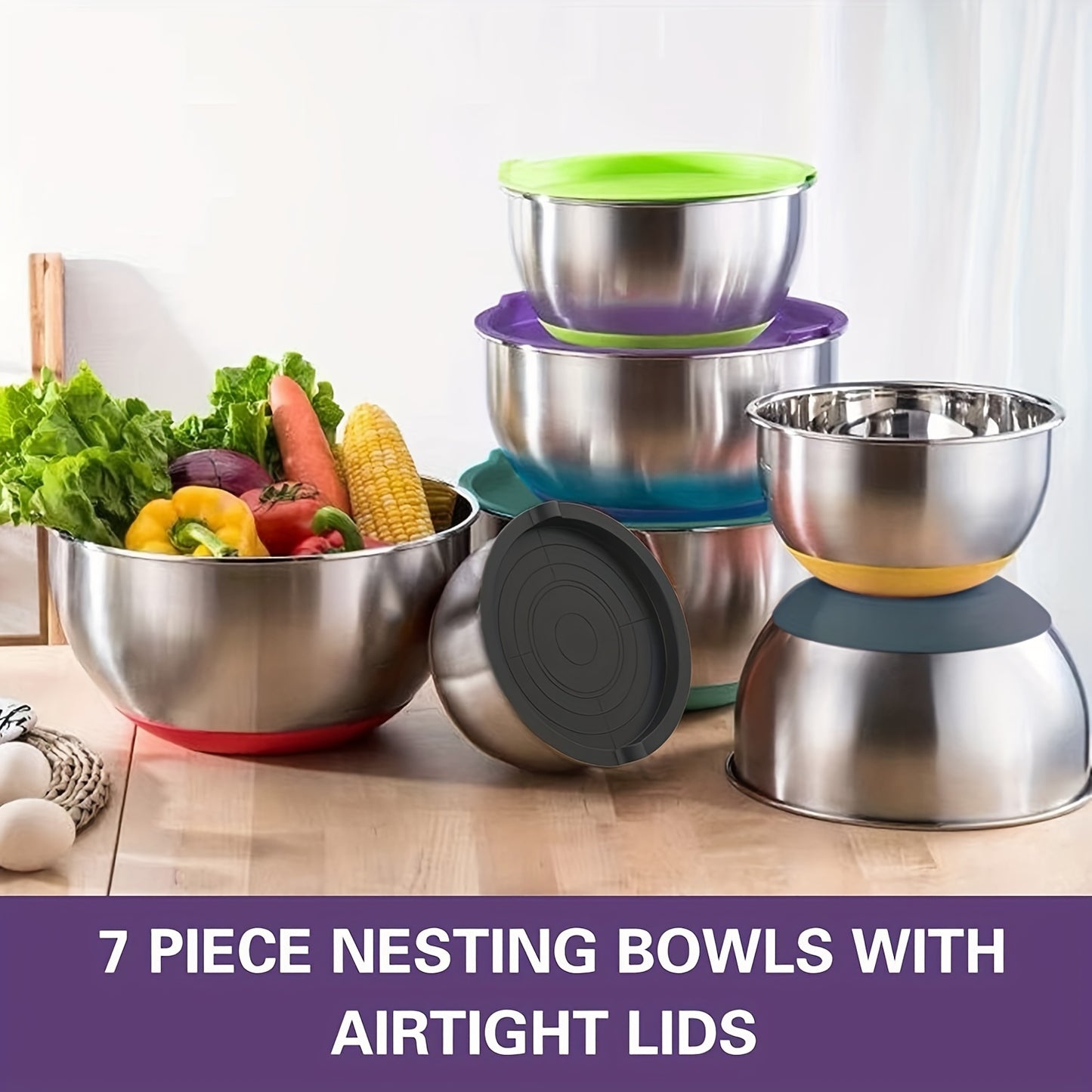 Stainless Steel Mixing Bowls 20pcs With Airtight Lids
