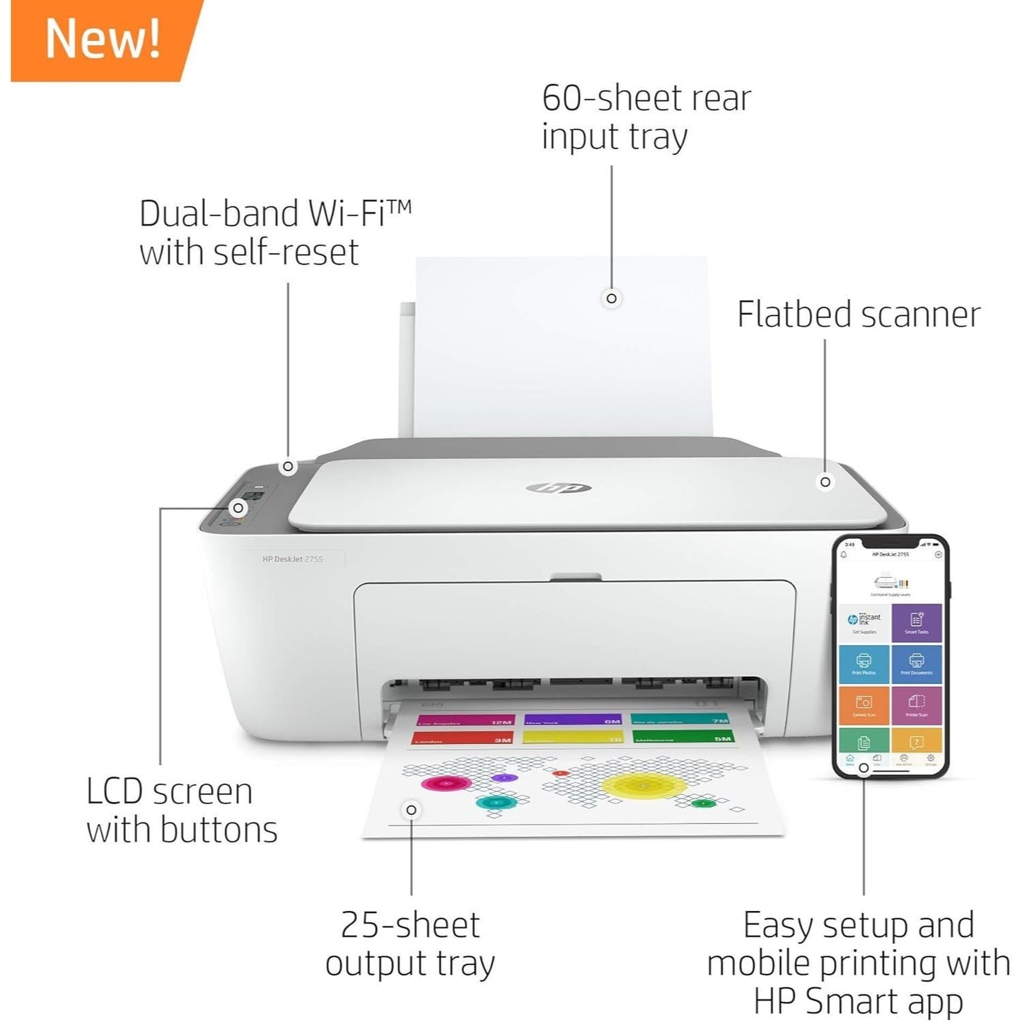 HP DeskJet 2755 All-in-One Wireless Printer Scanner Copier