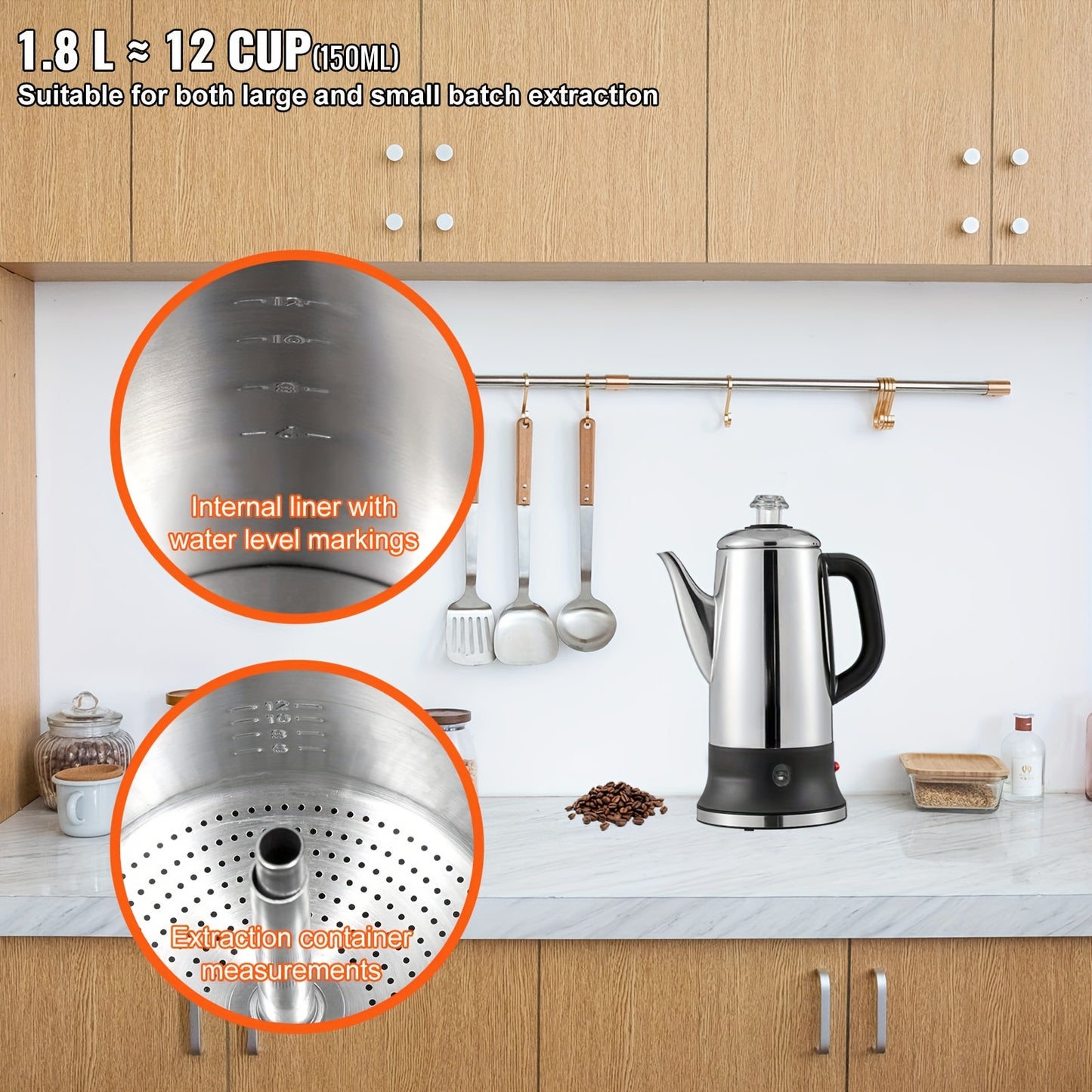 Stainless Steel Coffee Percolator Happybuy 12-Cup Maker