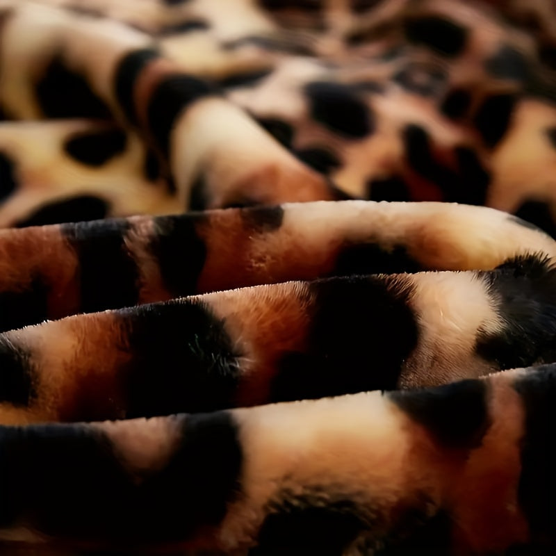 Deluxe Leopard Print Thickened Fleece Blanket For All Seasons